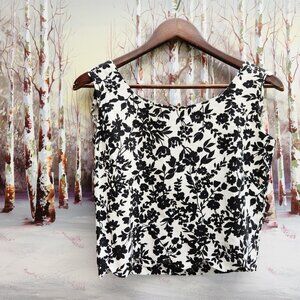 Vintage Black and White Floral Blouse
